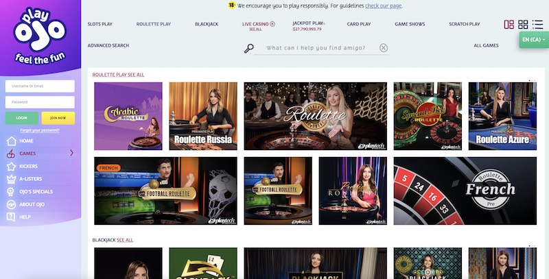 Play OJO Live Casino