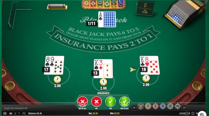 A Single Deck Blackjack Game In Action